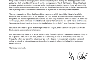 Dr. Bob’s Farewell Talk