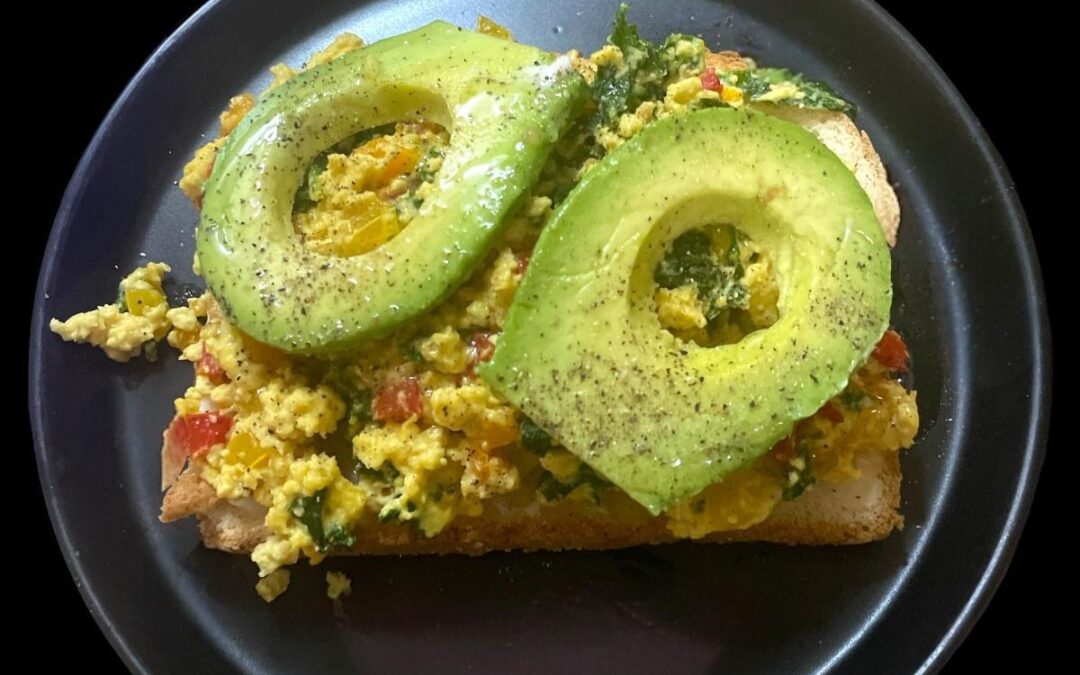 Vegan Garden Scramble on Golden Toasted Focaccia