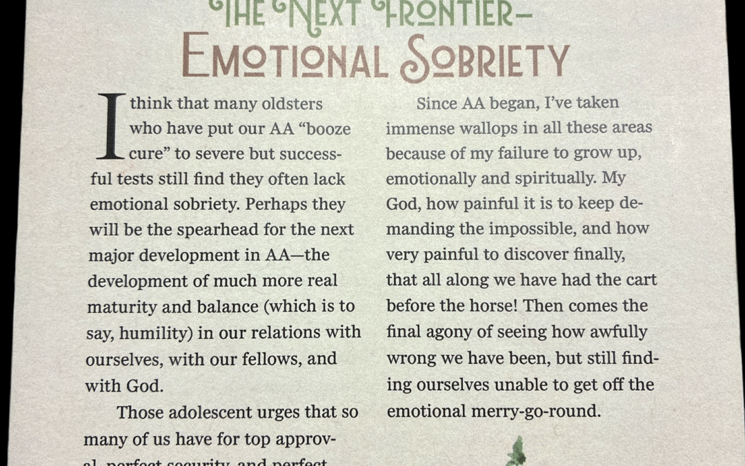 The Next Frontier: Emotional Sobriety by Bill Wilson (Grapevine, January 1958)